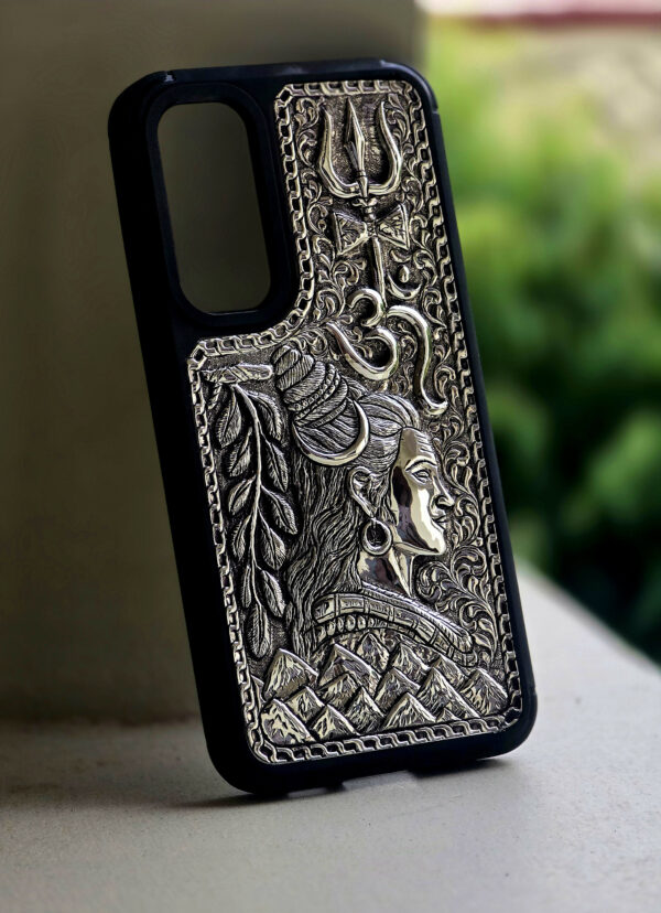 custom carving mobile cover (Lord Shiva silver cover )