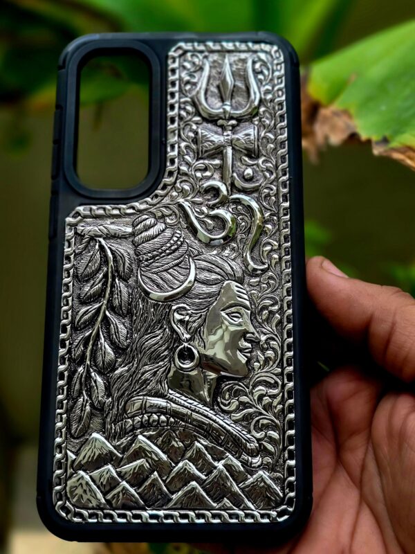 custom carving mobile cover (Lord Shiva silver cover ) - Image 3