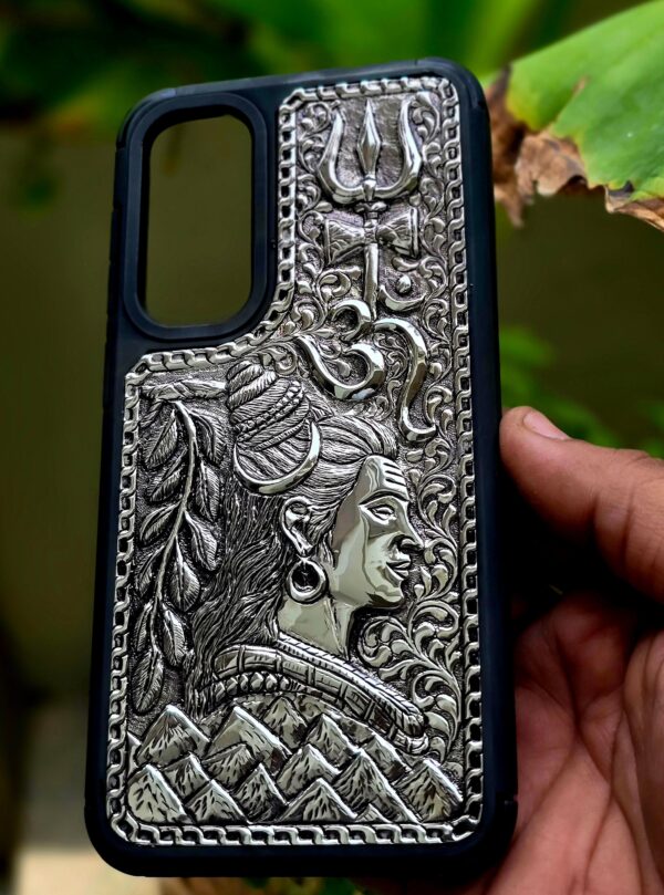 custom carving mobile cover (Lord Shiva silver cover ) - Image 4
