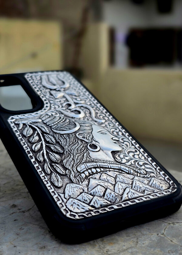 custom carving mobile cover (Lord Shiva silver cover ) - Image 7