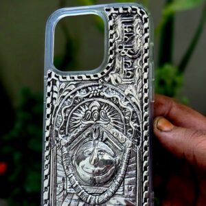 I phone 14 pro Silver Cover (Lord Hanuman Ji Salasar Dham)