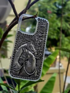 Silver Phone cover / horse design