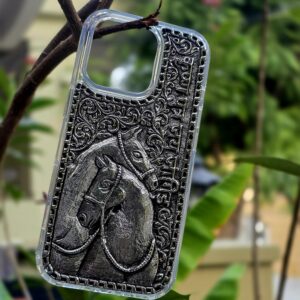 Silver Phone cover / horse design